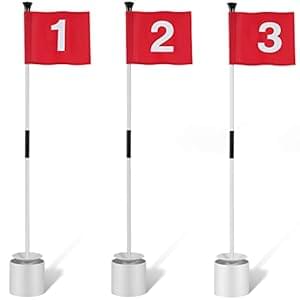 Lewtemi Golf Flagstick Set Putting Green Flag for Yard Hole Cup Portable 2 Section Fiberglass Mini Golf Flag Sticks for Backyard Putting Green and Chipping Greens Gifts Idea