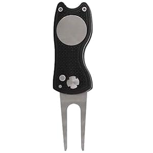 Golf Divot Repair Tool with Magnetic Ball Marker, Metal and Foldable Design
