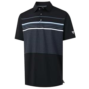 M MAELREG Golf Shirts for Men Short Sleeve Regular Fit Moisture Wicking Performance Casual Striped Print Mens Polo Shirts