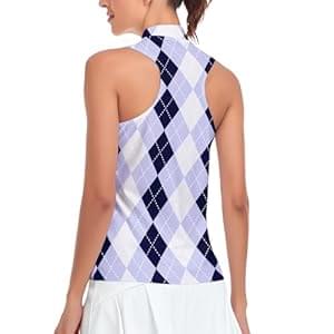 Women Racerback Sleeveless Golf Polo Shirts Collarless Tennis Tops Quick Dry Athletic Tank Tops