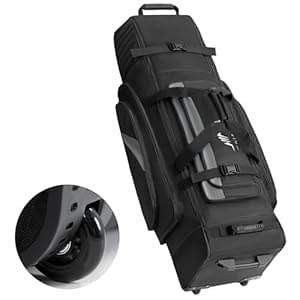 Soft-Sided Golf Travel Bag Cover with Wheels, 1680D Material with Padded Head and Leather Accents, Foldable Travel Golf Bags for Airlines