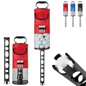 Golf Ball Retriever, Golf Shag Bag with Pocket & Tee Holder, Shags Bag for Golf Ball with Detachable Plastic Golf Bag Tube, High-Capacity Golf Ball Shagger, Shag Bags Hold 80 Golf Balls, 33.86in