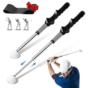 Retractable Golf Swing Trainer – Golf Swing Training Aid for Warm-up Non-slip Golf Grip Trainer Strength & Tempo Training Right-handed Golf Training Club for Indoor & Outdoor Golf Swing Practice