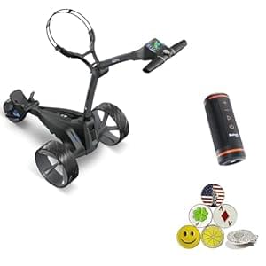 Motocaddy New M5 GPS DHC Electric Caddy Cart Bundle with Holders for Umbrella/Scorecard/Drink, Device Cradle, Bushnell Wingman, 5 Ball Markers, & 1 Magnetic Hat Clip