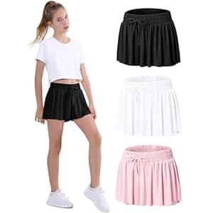 EXARUS Girls Butterfly Shorts Flowy Dance Athletic 2 in 1 Cheer Skorts Flutter Skirt Running Preppy Clothes Kids 6-14Y