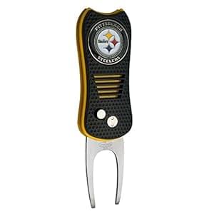 Team Golf NFL Switchblade Divot Tool with Double-Sided Magnetic Ball Marker, Features Patented Single Prong Design, Causes Less Damage to Greens, Switchblade Mechanism