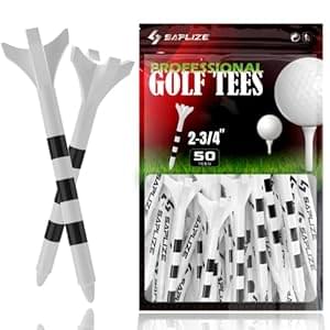 SAPLIZE Reinforced Thick Plastic Golf Tees, Enhanced Stability, 50 Pack (2-3/4″ / 3-1/4″), Engineered to Reduce Friction & Side Spin