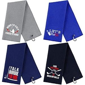 4 Pcs Funny Golf Towel Embroidered Golf Towels for Golfbags with Clip Golfclub Gifts for Men Women Birthday Gifts for Golfball Fan Retirement Present 24 x 16 Inch