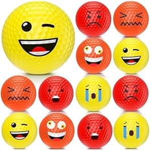 Mudder 12 Pcs Colored Funny Golf Balls Special Emoticon Face Professional Practice Golf Balls Novelty Cute Golfer Accessories for Men Teens Adult Golfers Birthday Gifts
